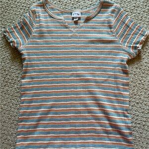 art class Striped Tee - Orange, Blue, and White